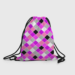 Рюкзак-мешок Розовый черный узор в клетку, цвет: 3D-принт