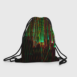 Рюкзак-мешок Абстрактное множество зелёных неоновых лучей, цвет: 3D-принт