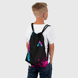 Рюкзак-мешок Apex Legends - neon gradient: символ и надпись вер, цвет: 3D-принт — фото 2