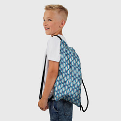 Рюкзак-мешок Сине-белый геометрический икат узор, цвет: 3D-принт — фото 2