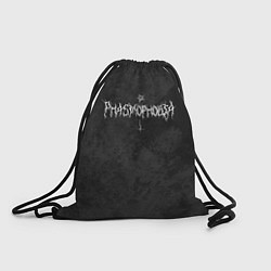 Рюкзак-мешок Phasmophobia пентаграмма и крест на сером фоне, цвет: 3D-принт