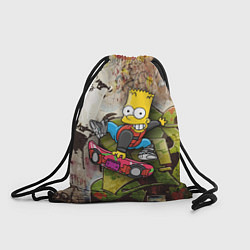 Рюкзак-мешок Скейтбордист Барт Симпсон на фоне граффити, цвет: 3D-принт