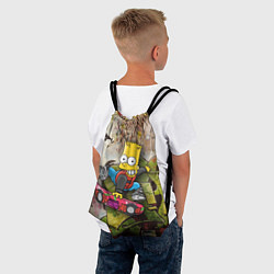 Рюкзак-мешок Скейтбордист Барт Симпсон на фоне граффити, цвет: 3D-принт — фото 2