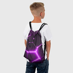 Рюкзак-мешок Фиолетовые неоновые геометрические плиты, цвет: 3D-принт — фото 2