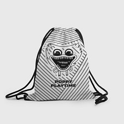 Рюкзак-мешок Символ Poppy Playtime на светлом фоне с полосами, цвет: 3D-принт