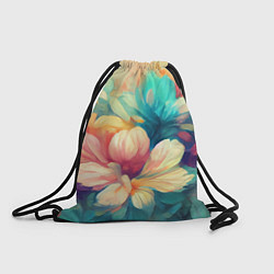 Рюкзак-мешок Цветочный букет нарисованный маслом, цвет: 3D-принт