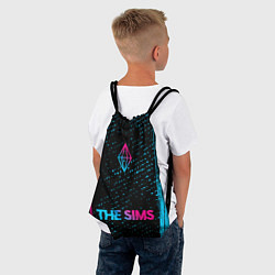 Рюкзак-мешок The Sims - neon gradient: символ, надпись, цвет: 3D-принт — фото 2