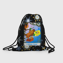Рюкзак-мешок Новый год мишка почтальон, цвет: 3D-принт