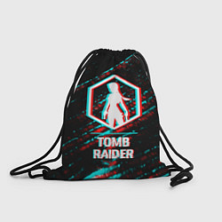 Рюкзак-мешок Tomb Raider в стиле glitch и баги графики на темно, цвет: 3D-принт