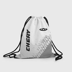 Рюкзак-мешок Chery speed на светлом фоне со следами шин: надпис, цвет: 3D-принт