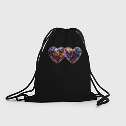 Рюкзак-мешок Два разноцветных сердечка, цвет: 3D-принт