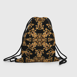 Рюкзак-мешок Золотая гжель узор цветы, цвет: 3D-принт