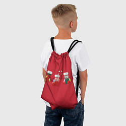 Рюкзак-мешок Новогодняя композиция - Красный фон, цвет: 3D-принт — фото 2