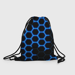 Рюкзак-мешок Соты на синем неоновом фоне, цвет: 3D-принт