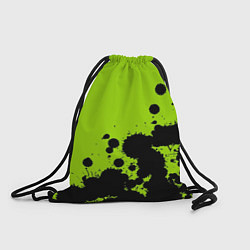 Рюкзак-мешок Чёрные кляксы на зелёном фоне, цвет: 3D-принт