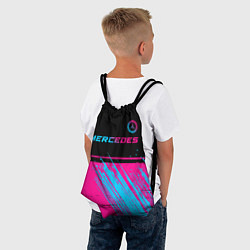 Рюкзак-мешок Mercedes - neon gradient: символ сверху, цвет: 3D-принт — фото 2