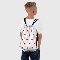 Рюкзак-мешок Белая поляна с красными сердечками, цвет: 3D-принт — фото 2
