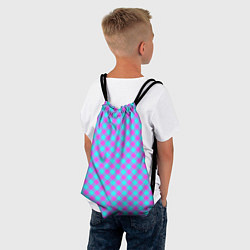 Рюкзак-мешок Фиолетовые и голубые квадратики, цвет: 3D-принт — фото 2