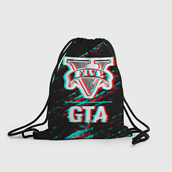 Рюкзак-мешок GTA в стиле glitch и баги графики на темном фоне, цвет: 3D-принт