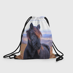 Рюкзак-мешок Черный конь, цвет: 3D-принт