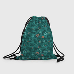 Рюкзак-мешок Темный бирюзовый узор со звездами, цвет: 3D-принт
