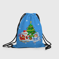 Рюкзак-мешок Дед Мороз, Снегурочка и елка, цвет: 3D-принт