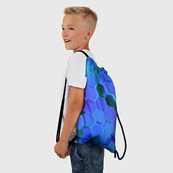 Рюкзак-мешок Синие неоновые плиты, цвет: 3D-принт — фото 2
