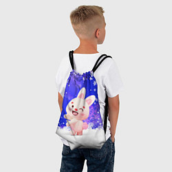 Рюкзак-мешок Заяц и снежинки, цвет: 3D-принт — фото 2