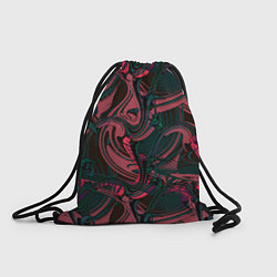 Рюкзак-мешок Красно -зеленый темный абстрактный узор с разводам, цвет: 3D-принт