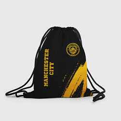 Рюкзак-мешок Manchester City - gold gradient: надпись, символ, цвет: 3D-принт