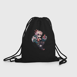 Рюкзак-мешок Бакуго Кацуки - черный фон, цвет: 3D-принт