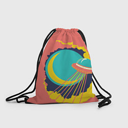 Рюкзак-мешок Летающая тарелка в небе ретро футуризм, цвет: 3D-принт