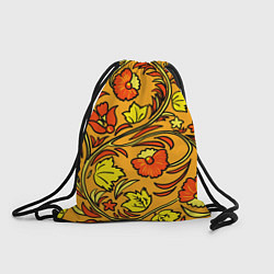 Рюкзак-мешок Хохлома золотой фон, цвет: 3D-принт
