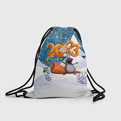 Рюкзак-мешок 2023 заяц с большой морковкой, цвет: 3D-принт