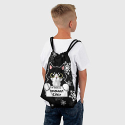 Рюкзак-мешок Уронил ёлку - кот, цвет: 3D-принт — фото 2