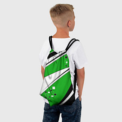 Рюкзак-мешок Абстрактный узор черно зеленый с белым, цвет: 3D-принт — фото 2