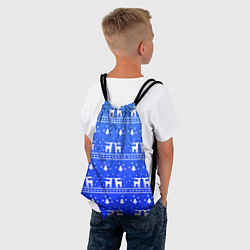 Рюкзак-мешок Синий орнамент с оленями, цвет: 3D-принт — фото 2