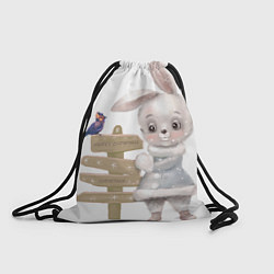 Рюкзак-мешок Рождественский Кролик с Птичкой, цвет: 3D-принт