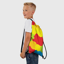 Рюкзак-мешок Кляксы разноцветные - детский камуфляж, цвет: 3D-принт — фото 2