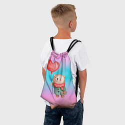 Рюкзак-мешок Мишка с красным сердечком, цвет: 3D-принт — фото 2