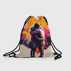 Рюкзак-мешок Объятие на фоне сердца, цвет: 3D-принт