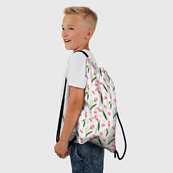 Рюкзак-мешок Тюльпаны и сердечки - паттерн, цвет: 3D-принт — фото 2