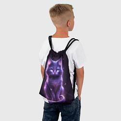 Рюкзак-мешок Неоновый котик в лесу, цвет: 3D-принт — фото 2