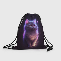Рюкзак-мешок Неоновый котик и луна, цвет: 3D-принт