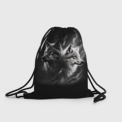 Рюкзак-мешок Волки - белый и черный, цвет: 3D-принт