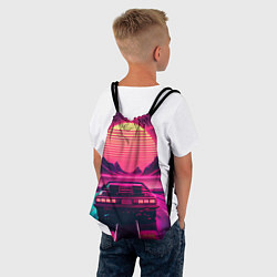 Рюкзак-мешок Синтвейв закат и автомобиль, цвет: 3D-принт — фото 2