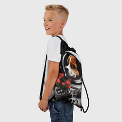 Рюкзак-мешок Щенок космонавт с тюльпанами, цвет: 3D-принт — фото 2