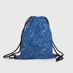 Рюкзак-мешок Женские лица на джинсовом синем, цвет: 3D-принт