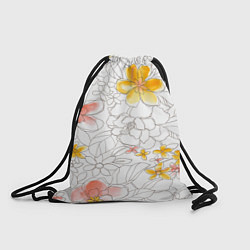 Рюкзак-мешок Нарисованный цветы - светлый, цвет: 3D-принт