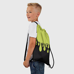 Рюкзак-мешок Зеленые капли на черном, цвет: 3D-принт — фото 2
